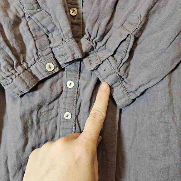 Sacred Threads Womens Free Size Grey Tunic Beaded Button Front Missing 2 Buttons - Picture 4 of 8